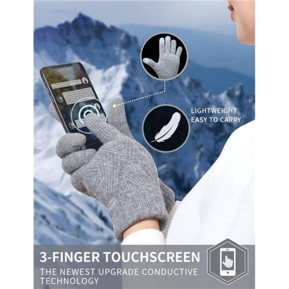 Women's Winter Touch Screen Gloves - Elastic Thermal Knit Lining - Picture 5 of 8